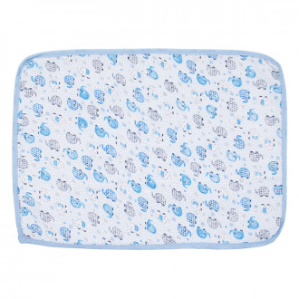 Непромокаема подложка със син кант 70/50 см