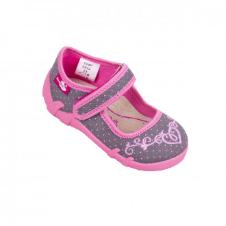 Анатомични дишащи текстилни обувки  за момичета в сиво и розово 1