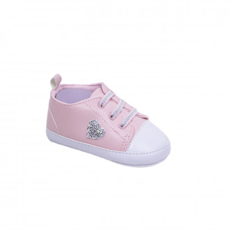 Бебешки лачени пантофки в розово бяло 1