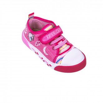 Детски текстилни обувки за момичета в розово и бяло 1