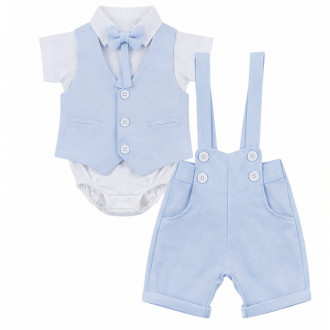 Официален бебешки комплект с гащеризон в светлосиньо