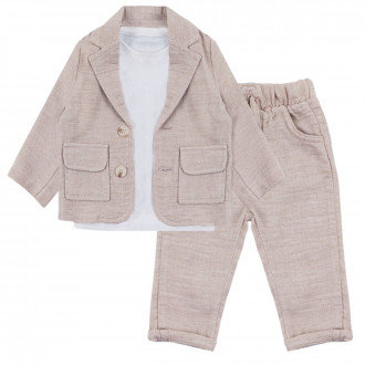 Официален бебешки комплект от 3 части в бежово