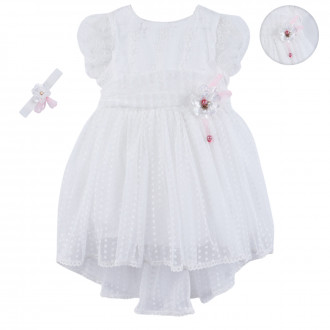 Официална рокля с лента за глава "Камелия" в бяло