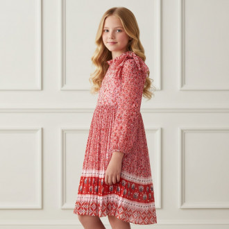 Детска рокля солей с пандела в розово 1