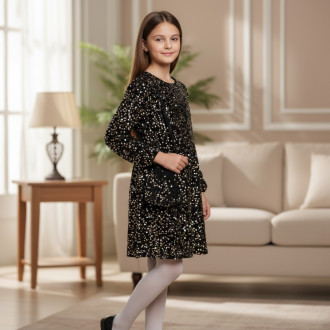 Официална детска рокля с пайети и чантичка