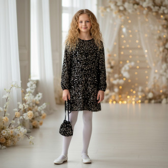 Официална детска рокля с пайети и чантичка