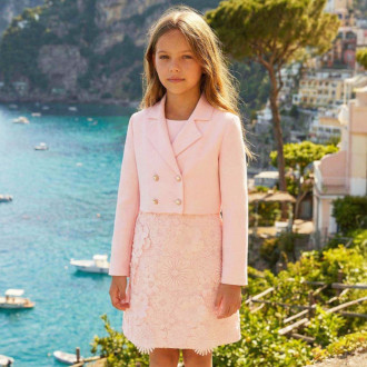 Официална рокля с 3D флорални мотиви и сако