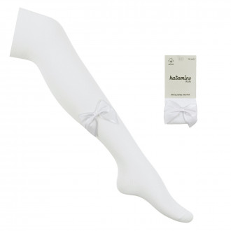 Памучен чорапогащник в екрю с панделка