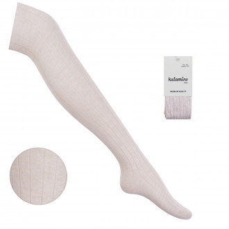 Детски памучен чорапогащник на райета в бежово