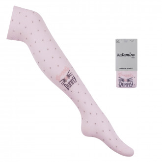 Детски памучен чорапогащник ''Bunny''  в розово