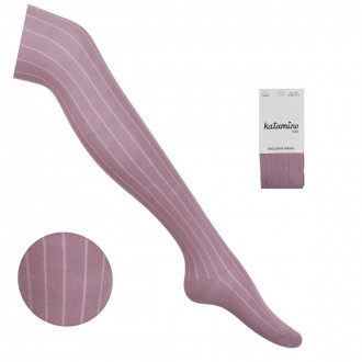 Детски памучен чорапогащник на райета в пепел от рози