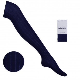 Детски памучен чорапогащник на райета в тъмносиньо