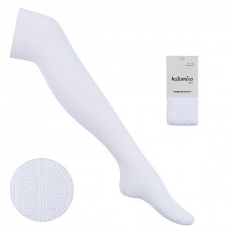 Ажурен памучен чорапогащник в бяло