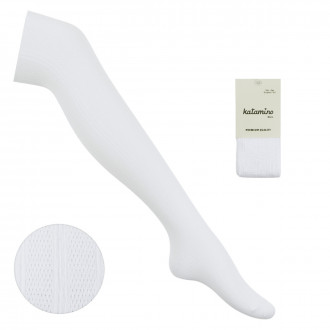 Ажурен памучен чорапогащник в екрю