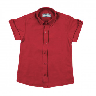 Памучна риза с къс ръкав в червено 1