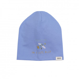 Памучна трикотажна шапка ''Trust me'' в синьо