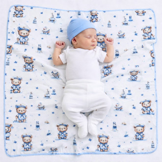 Бебешка бархетна пелена 80/80 см ''Моряче"