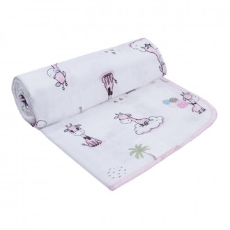 Бебешка муселинова пелена "Pink giraffe" 80 х 80 см
