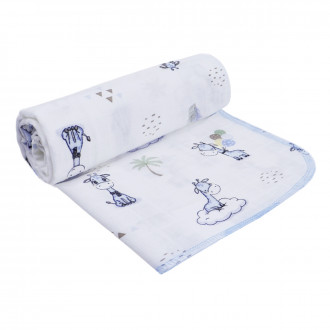 Бебешка муселинова пелена "Blue giraffe" 80 х 80 см