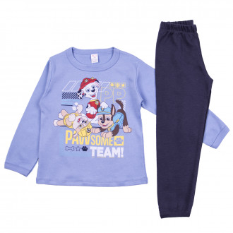 Плътна памучна пижама  "Team" в синьо 1