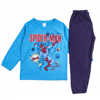 Детска памучна пижама "Amazing hero" в синьо 1