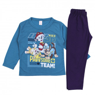 Детска памучна пижама "Team" в лазурно синьо 1