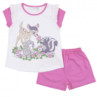 Лятна пижама  с горски животни в наситено розово и бяло 1