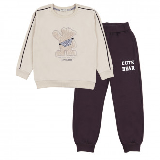 Плътен комплект "Cute" в бежово и кафяво