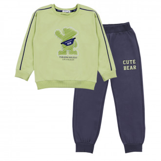 Плътен комплект "Cute" в зелено и сиво