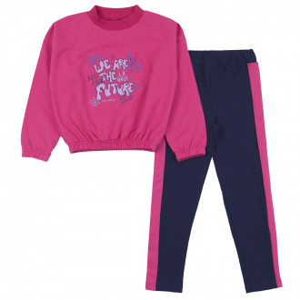 Плътен комплект "We are the future" в циклама и тъмносиньо