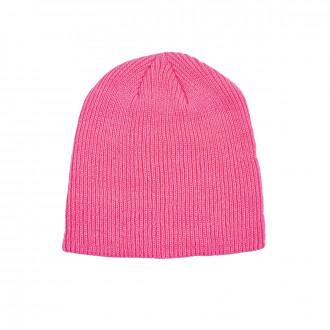 Зимна двупластова шапка от едро плетиво в руж