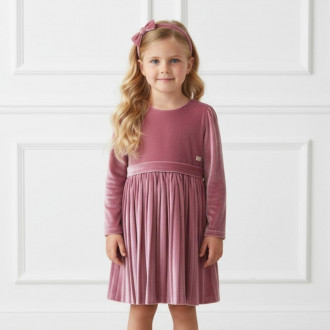 Детска рокля от кадифе с лента за глава