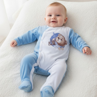 Бебешки плюшен ромпър ''Hello'' в синьо