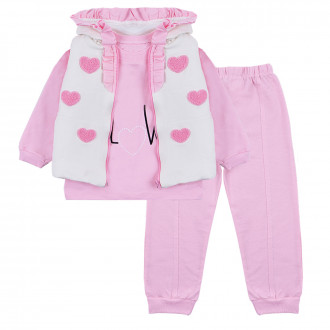 Плътен комплект от 3 части ''Love'' в розово