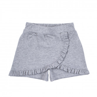 Детска пола-панталон с къдрички в сив меланж 1