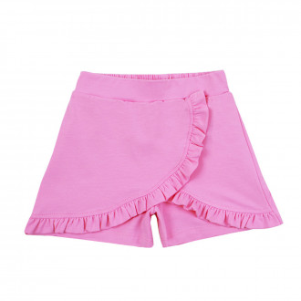 Детска пола-панталон с къдрички в розово 1