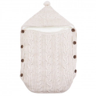 Портбебе от плетиво и пухена подплата в бежово