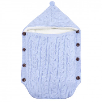 Портбебе от плетиво и пухена подплата в синьо