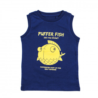 Детски памучен потник "Puffer fish" в синьо 1