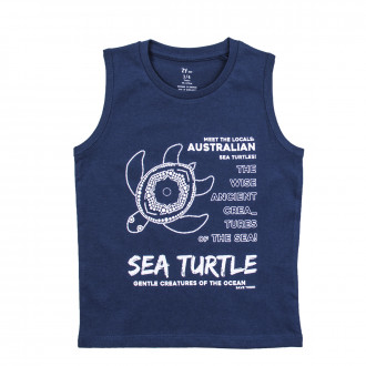 Детски памучен потник "Sea turtle" в синьо 1
