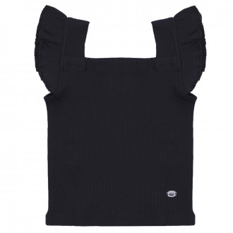 Потник от памучен рипс с къдрички в черно 1