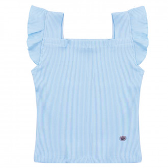 Потник от памучен рипс с къдрички в синьо 1