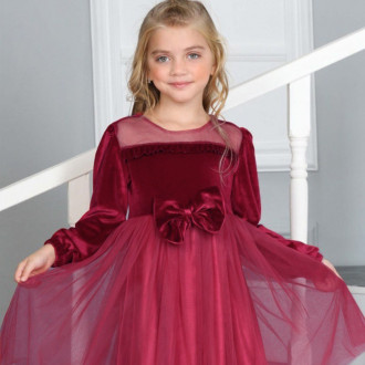 Празнична рокля "Камелия" в цвят малина