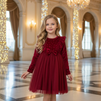 Детска празнична рокля "Hearts" в червено