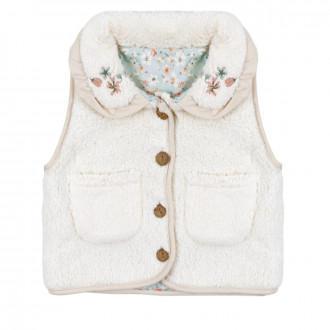 Детски елек от  екокаракул с бродерия