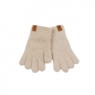Детски пухени ръкавици в бежово