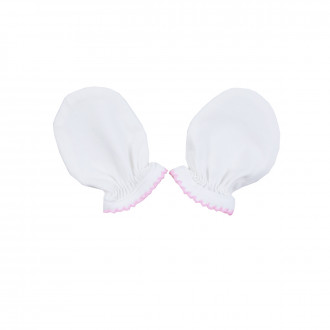 Ръкавички за новородено бебе с розов кант