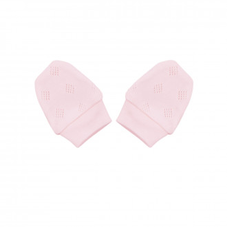 Ръкавички за новородено от памучен ажур в пудра