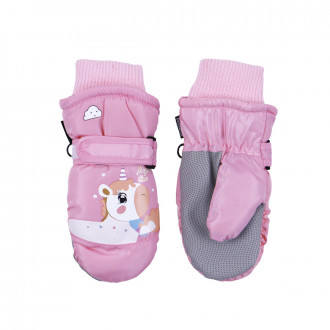 Ръкавици за ски с поларена подплата "Еднорог" в розово