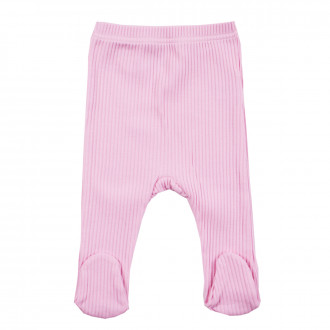 Бебешки ританки - чорапогащник от памучен рипс в розово 1